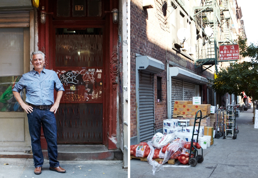 Greg, standing outside the apartment where he used to live on 17 Ludlow Street in NYC.